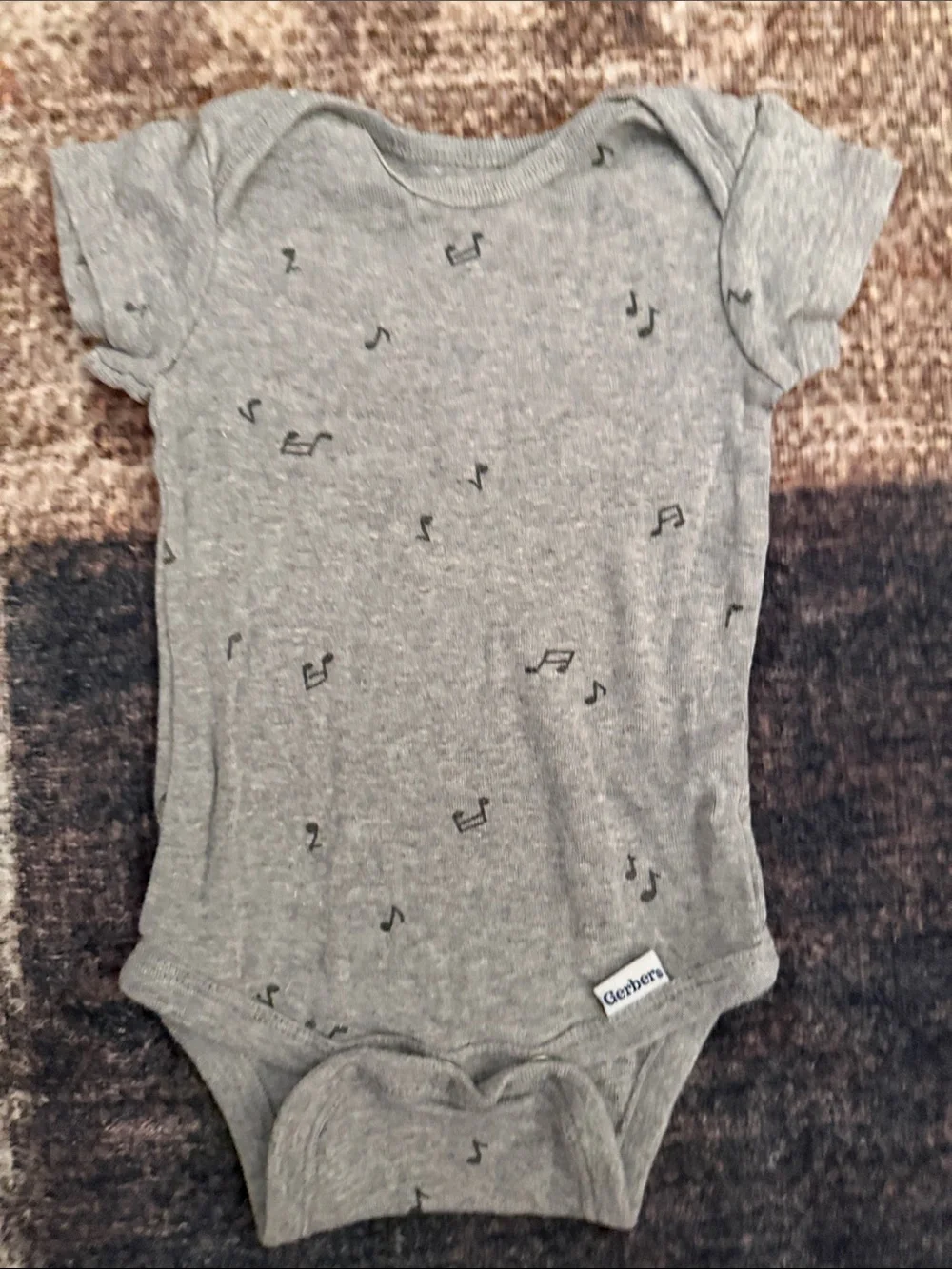 Gerber Heather Gray Musical Note Baby Bodysuit
